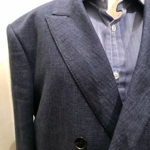 Rare CLUB MONACO Double Breasted Linen Blue Blazer